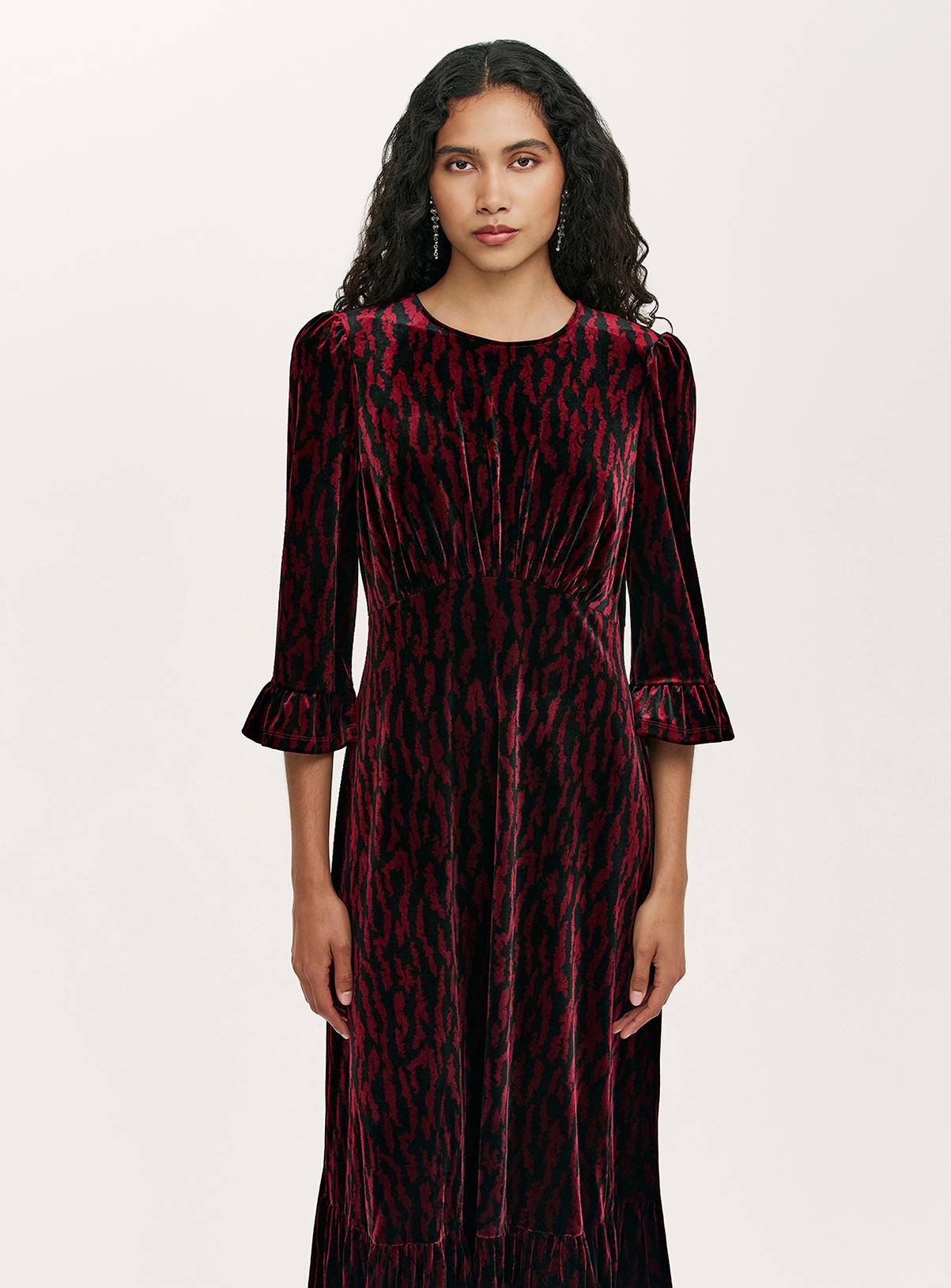FINERY Scarlett Animal Velvet Midi Tea Dress 18 - Image 2